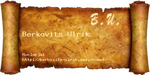 Berkovits Ulrik névjegykártya